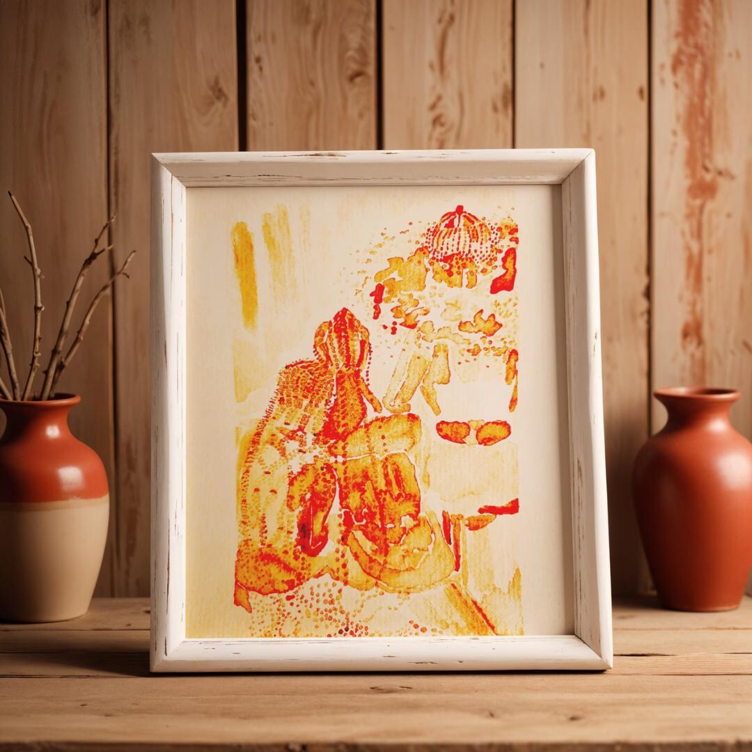 姉妹の水彩画アートプリント | 三姉妹の絵画 | ボヘミアン風比喩的