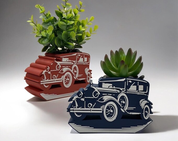 Vintage Car Silhouette Planter | Vintage Car Silhouette Pot | Retro Car ...