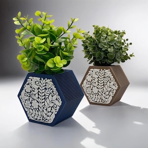 Hexagon Planter | Patterned Plant Pot | Geometric Indoor Planter | Hex Succulent Holder | Modern Home Accent - USA Dispatch