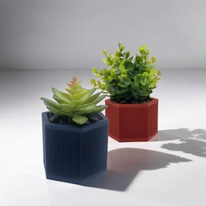 Jardinière à contour hexagonal | Cache-pot à contour hexagonal | Jardinière d&#39;intérieur géométrique | Support moderne pour succulentes | Décoration d&#39;intérieur unique - Expédition CAN