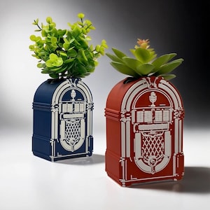 Jukebox Planter | Jukebox Plant Pot | Jukebox Indoor Planter | Retro Jukebox Holder | Unique Home Accent - USA Dispatch