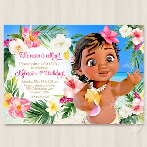 Baby Moana Invitation Digital File Pink Adorable Cute Girl Etsy Baby Moana Invitation Digital File Pink Adorable Cute Girl Etsy