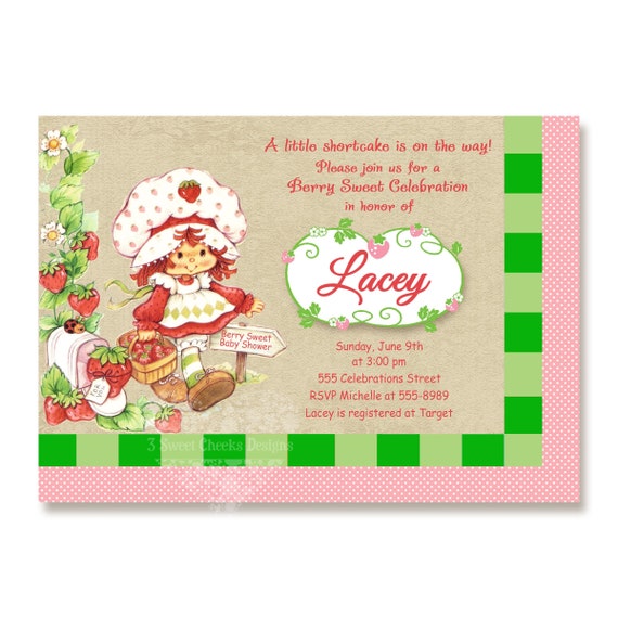 strawberry shortcake baby shower invitations