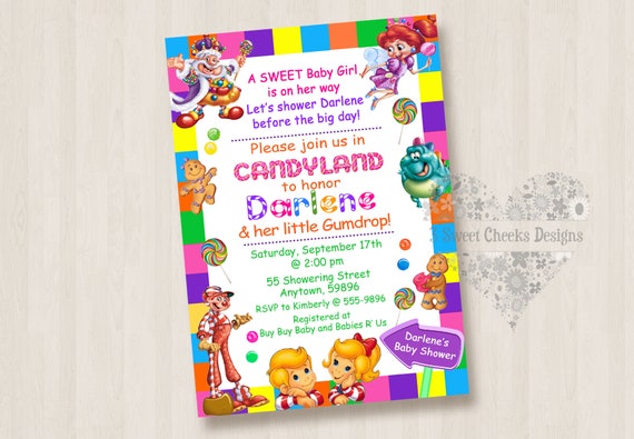 candy themed baby shower invitations