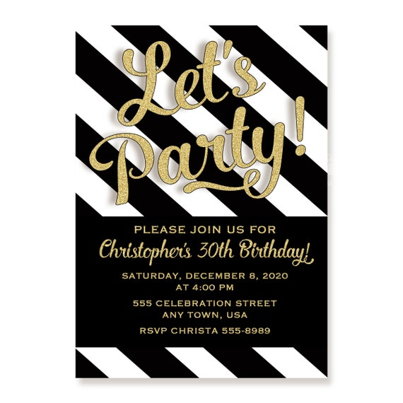Pink White Diagonal Stripes Silver 30th Personalised Birthday Party Invitations