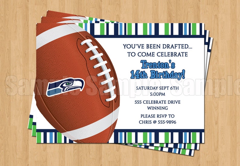 Seattle Seahawks Football Birthday Bachelor Party Invitations Etsy