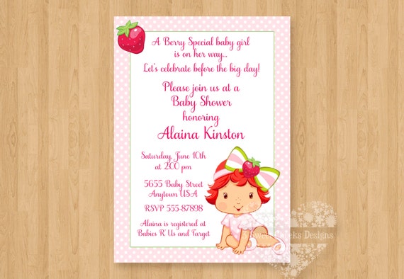 strawberry shortcake baby shower invitations