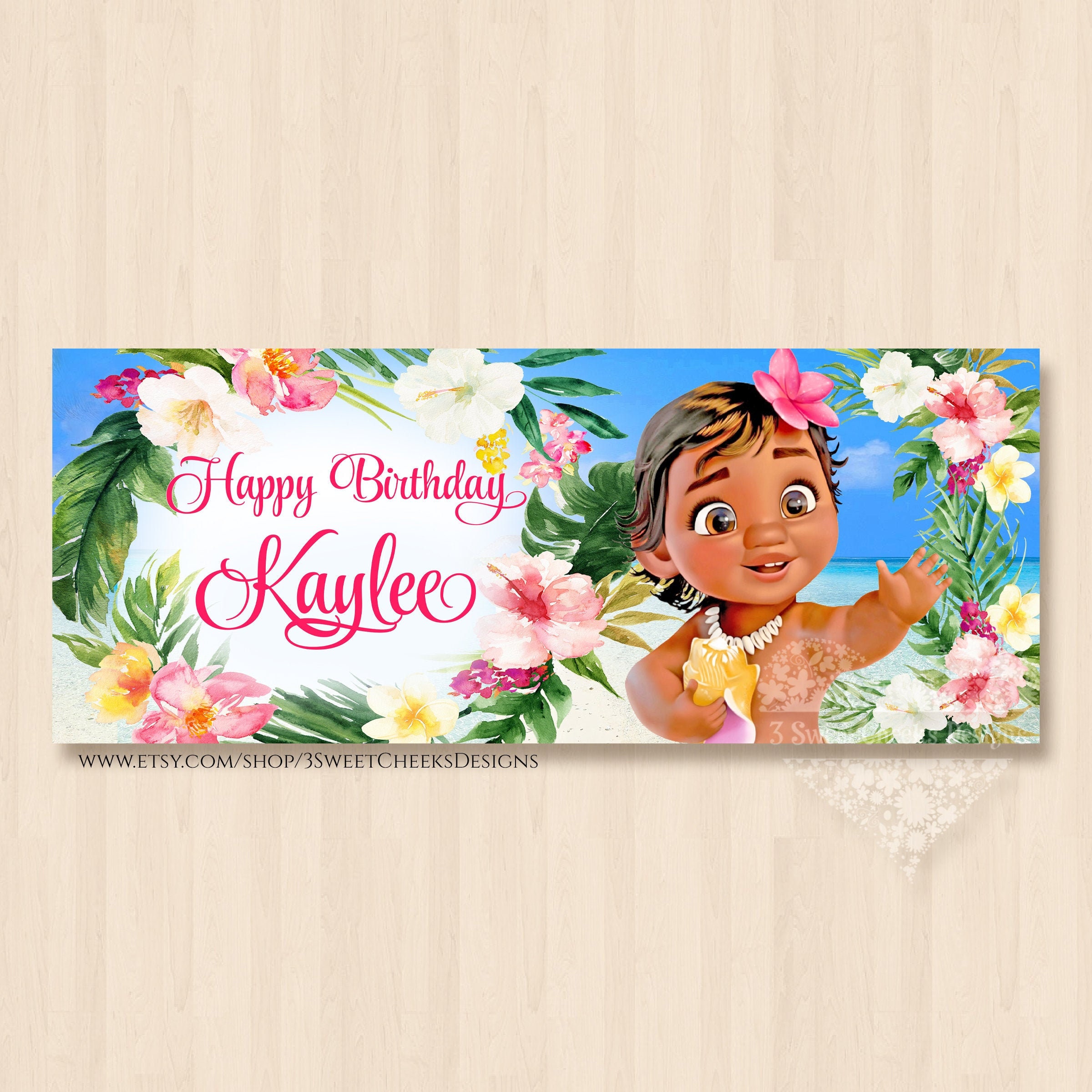 Baby Moana Birthday Party Personalized Vinyl Banner 2x5 FEET - Etsy