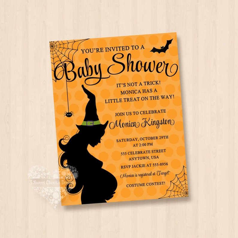 Halloween Baby Shower Invitation Digital File Cute Simply Etsy