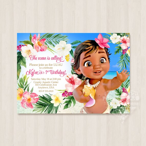 moana baby shower invitation