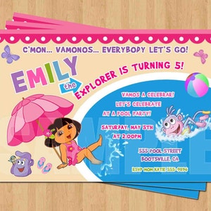 Plage Dora La Fete D Anniversaire De Piscine Explorer Etsy France