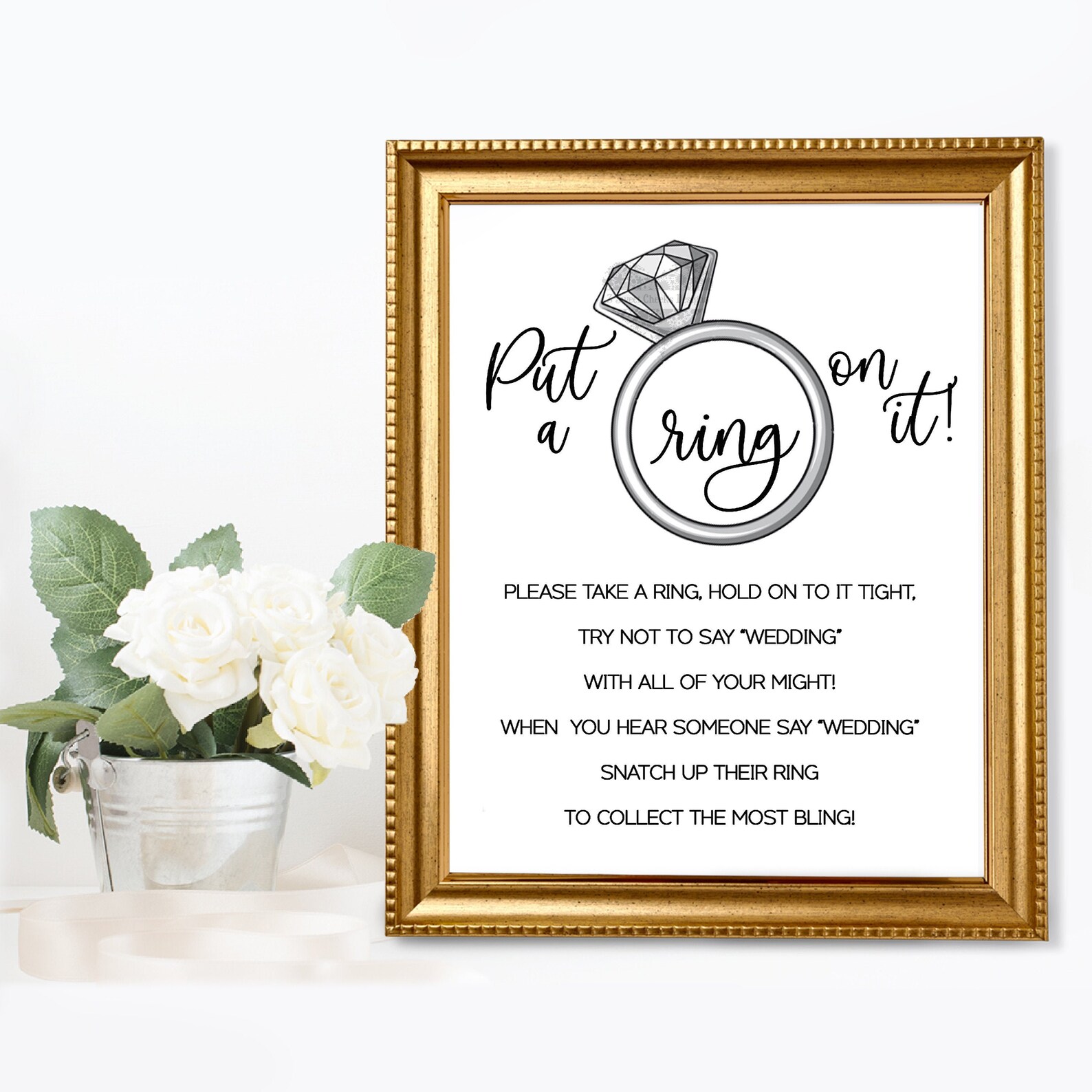Put a Ring on It Bridal Shower Party Game Sign Digital File Etsy