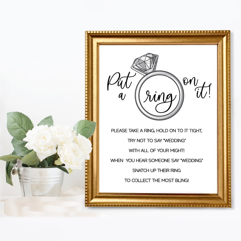 Put a Ring On It Bridal Shower Party Game Sign Digital