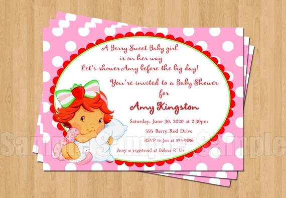 strawberry shortcake baby shower invitations