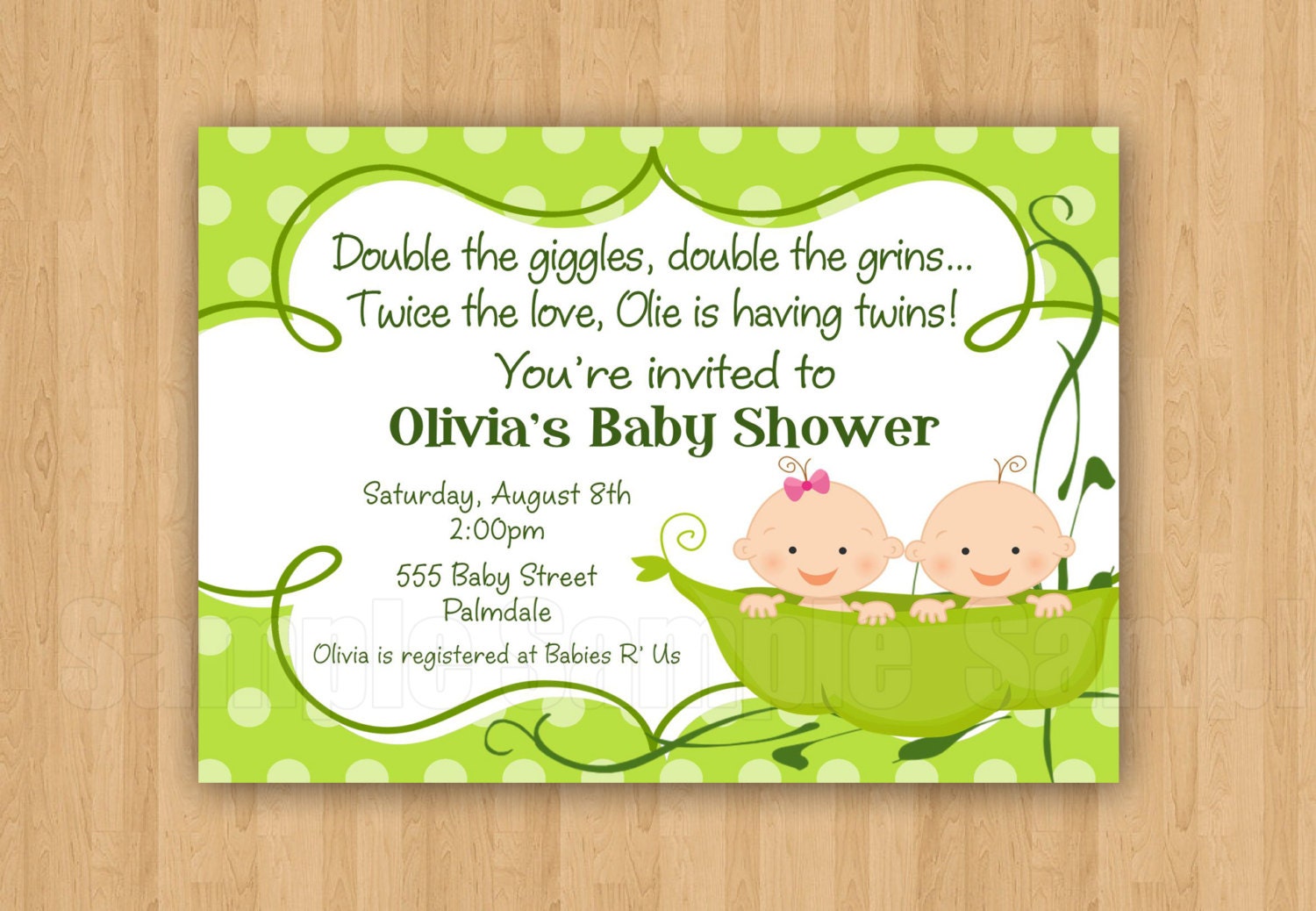 2 Peas In A Pod Baby Shower Invitations 8