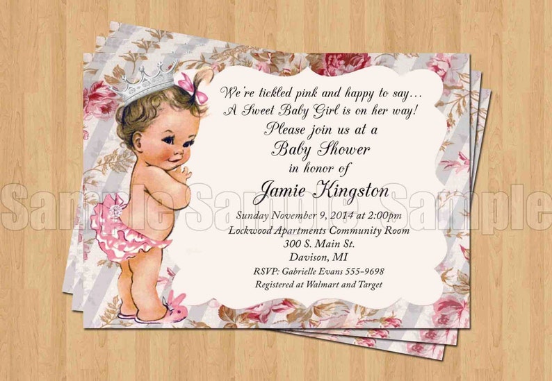 Vintage Bebe Nina Princess Baby Shower Invitaciones Digitales Etsy