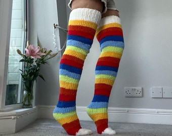 Fuzzy socks 40" Hand knitt Plush socks