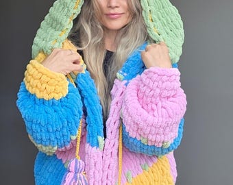 Handmade Multicolor Chunky Knit Cardigan