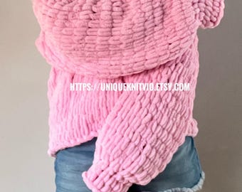 Handmade Chunky Knit Cardigan – Super Soft Plush Sweater, Warm & Cozy, Women’s Oversized Cardigan