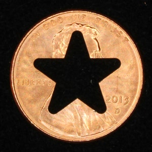 Lucky penny with star cut out