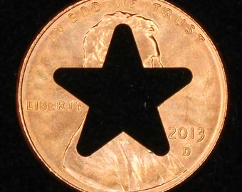 Lucky penny with star cut out