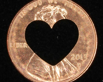 Lucky penny with heart cut out