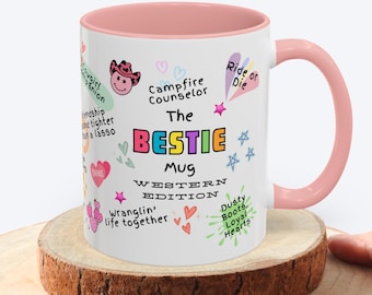 The Bestie Mug Western Edition, Cowgirl Mug Gift for Best Friend - Western coffee cup gift for her bff western lover, horse girl mug