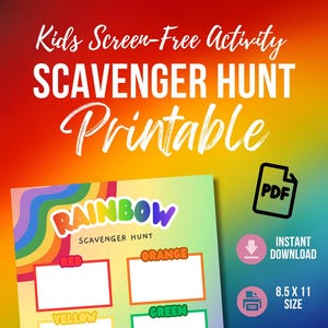 Rainbow Scavenger Hunt Printable for Kids - Instant Download - Etsy