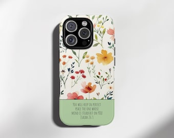 Floral Bible Verse Phone Tough Case, Compatible with iPhone 12-17 Series, Inspirational Quote, Christian Gift, Bible Verse Case