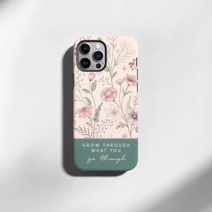 Custom iPhone Case, Floral Phone Tough Case, Compatible with iPhone 12-16 Series, Inspirational Quote, Motivational gift