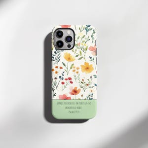 Custom iPhone Case, Floral Phone Tough Case, Compatible with iPhone 12-16 Series, Inspirational Quote, Christian Gift, Bible Verse Case