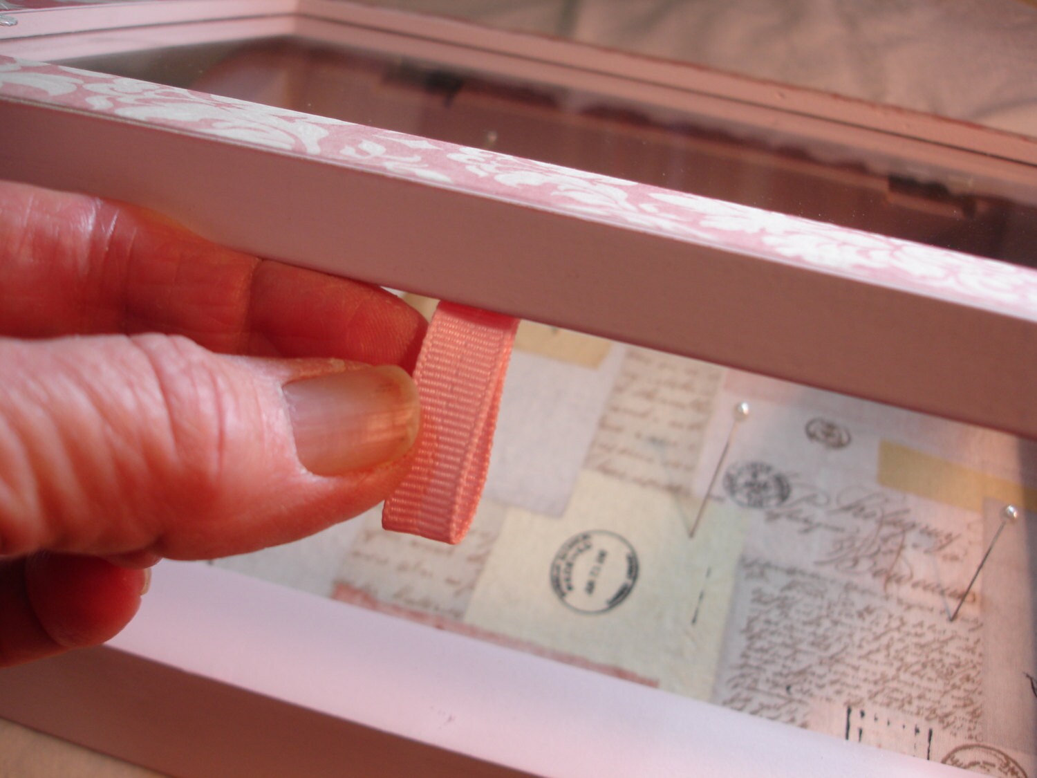 Pink Shadow Box Shabby Pink Display Box Fabric Covered Etsy