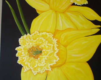 YELLOW DAFFODILS 18x24 Deep Edge Canvas- Still Life - Large flower art - Garden art - floral painting