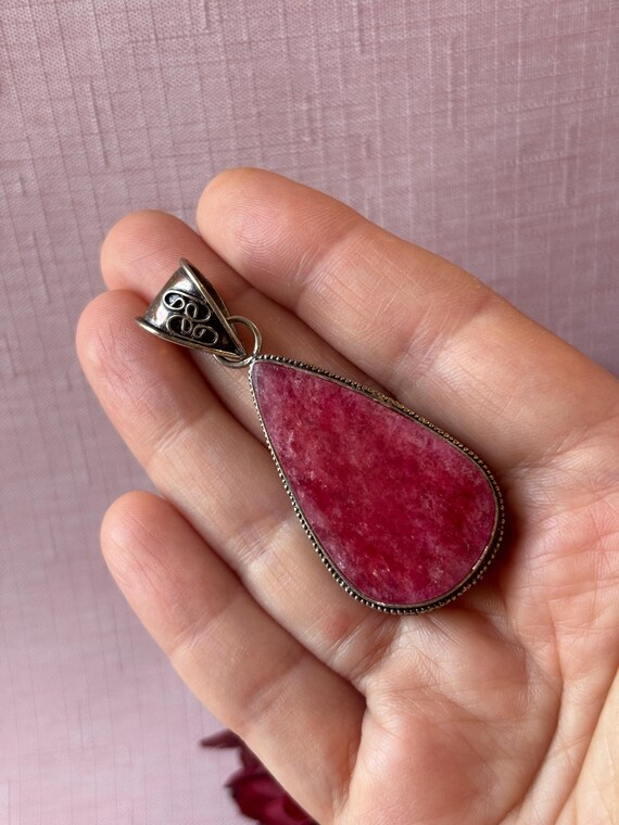 Natural Large Cherry Red Ruby Sterling Silver Orn… - image 1