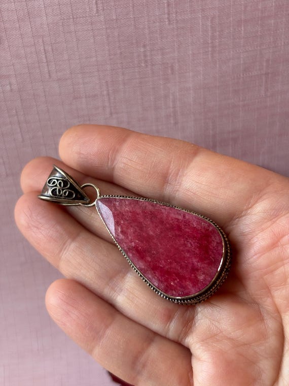 Natural Large Cherry Red Ruby Sterling Silver Orn… - image 7