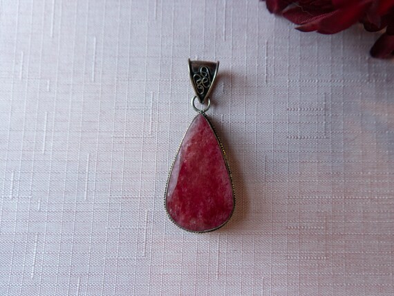 Natural Large Cherry Red Ruby Sterling Silver Orn… - image 2