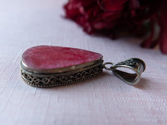 Natural Large Cherry Red Ruby Sterling Silver Orn… - image 4