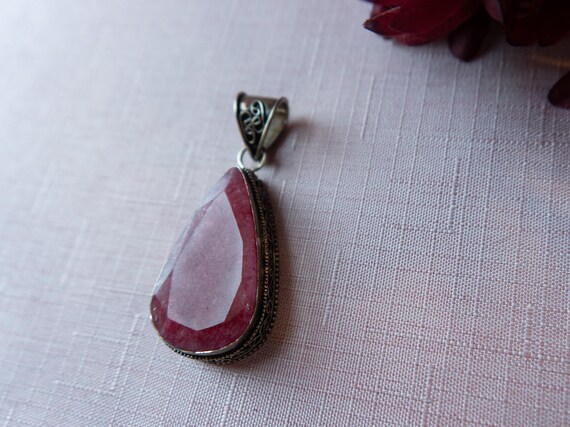 Natural Large Cherry Red Ruby Sterling Silver Orn… - image 3