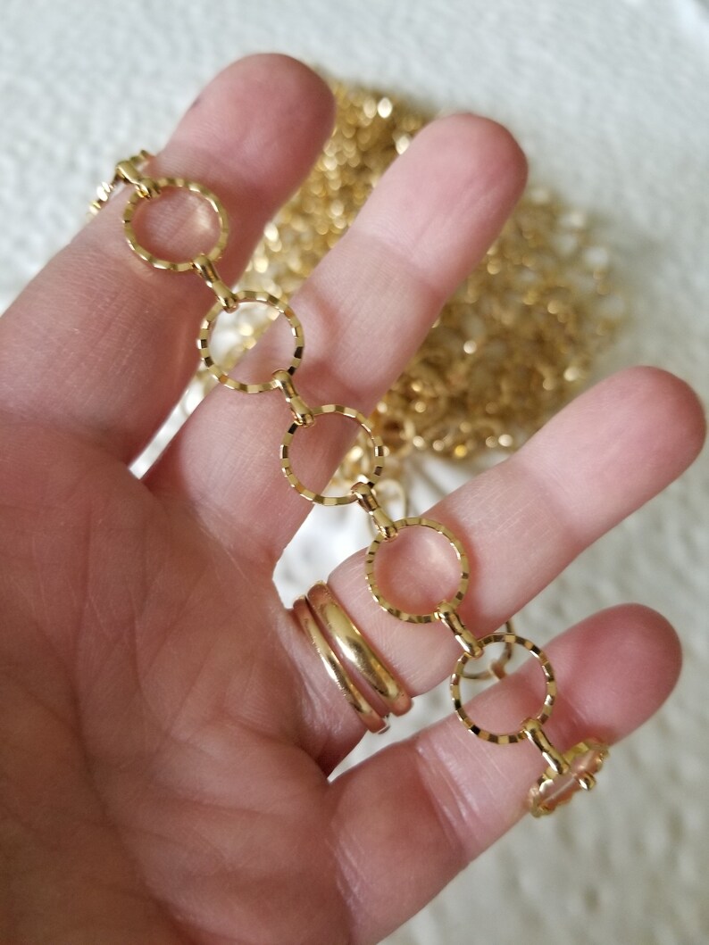 12mm Mother /& 6mm Son Link Gold Finish Brass Chain Sold by the Foot