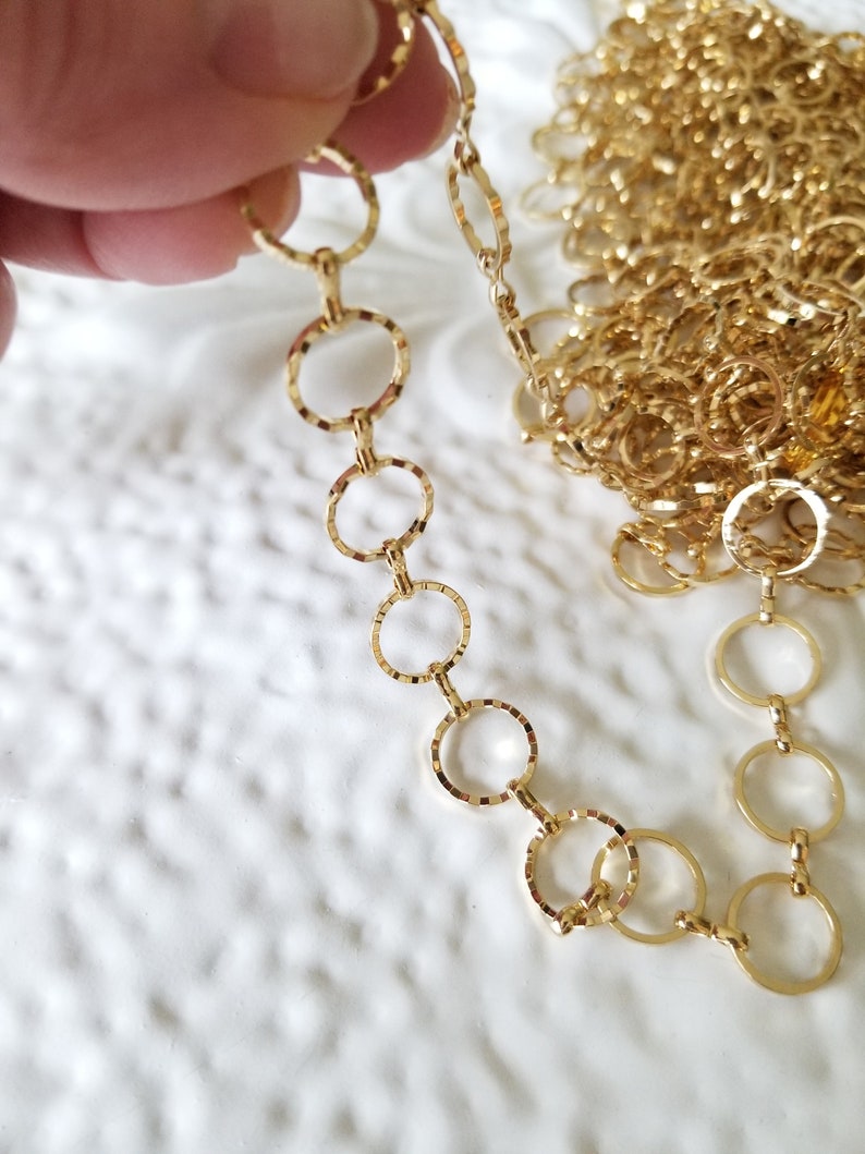 12mm Mother /& 6mm Son Link Gold Finish Brass Chain Sold by the Foot