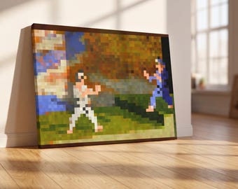 Minecraft Fighters Pixel Art Canvas Print | Retro Gaming Wall Decor