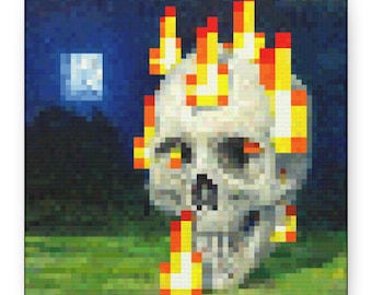 Minecraft Skull on Fire Painting Featured In-Game