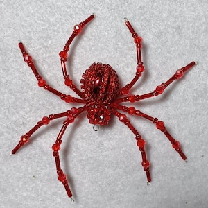 Beaded Spider Ornament Christmas Festive Sparkly Red Bling