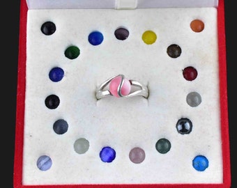 Silver Interchangeable Cats Eye Ring, Colorful Multi Gemstone Statement Ring Boxed, Fine Vintage Jewelry Size 6.5