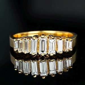 Vintage 14K Gold Baguette Diamond Ring Band - 1 CTW Wedding Stackable