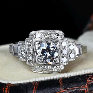 Art Deco Diamond Engagement Ring: Platinum Filigree, 1 CTW, 1920s Antique