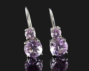 Vintage Amethyst Earrings, 9K White Gold Amethyst Drop Earrings, Vintage Earrings, Vintage Jewelry