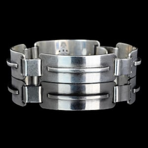 Sterling Silver Georg Jensen Bracelet, Curved Modernist Panel Bracelet, Hand Wrought Silver Bracelet, Vintage Jewelry