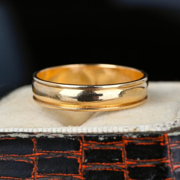 Vintage 14K Gold Wedding Band Ring, Eternity Band Yellow Gold Wedding Ring, Gold Stacking Ring, Vintage Jewelry