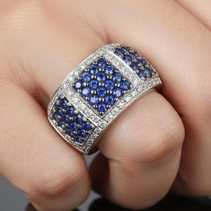 Le Vian 14K Weißgold Saphir Diamant Ring: Designer Vintage Band